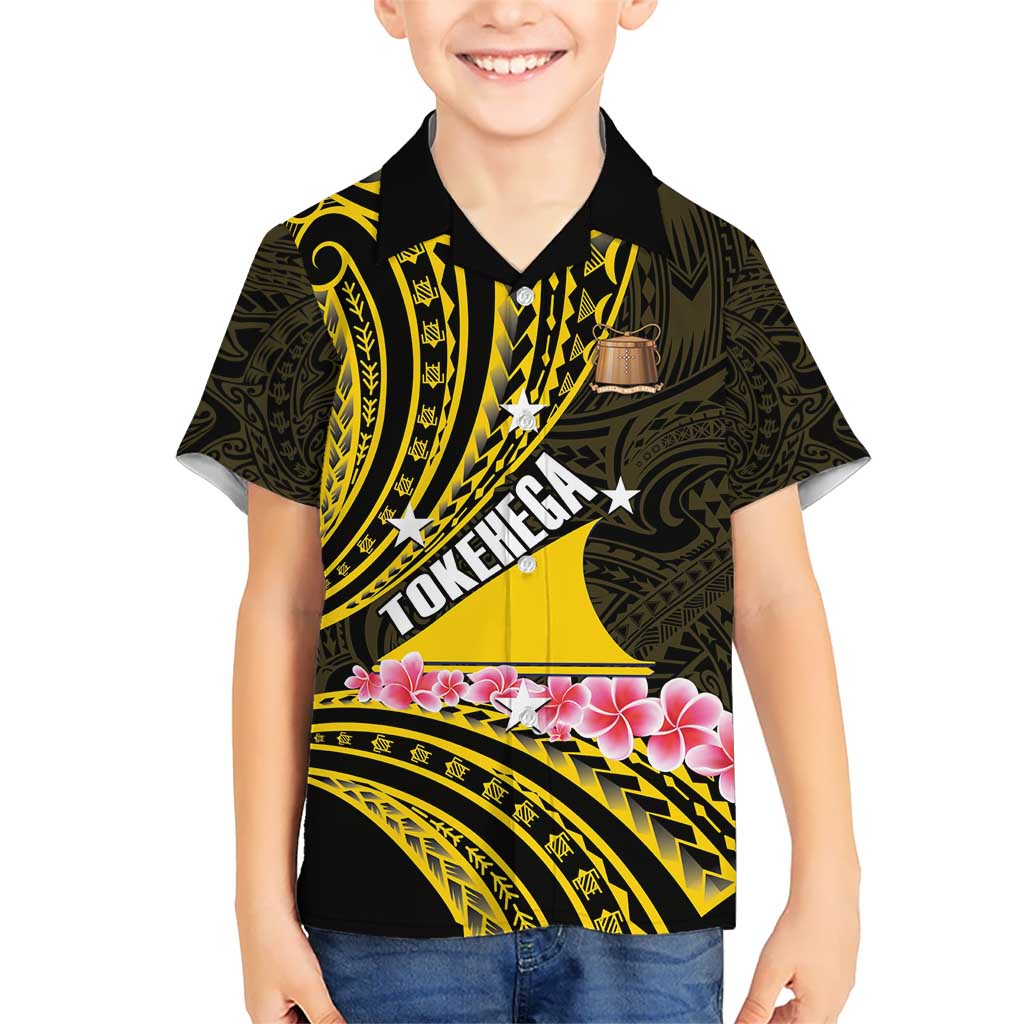 Personalised Tokelau Tokehega Day Kid Hawaiian Shirt Tokelauan Tatau Black Color - Polynesian Pride