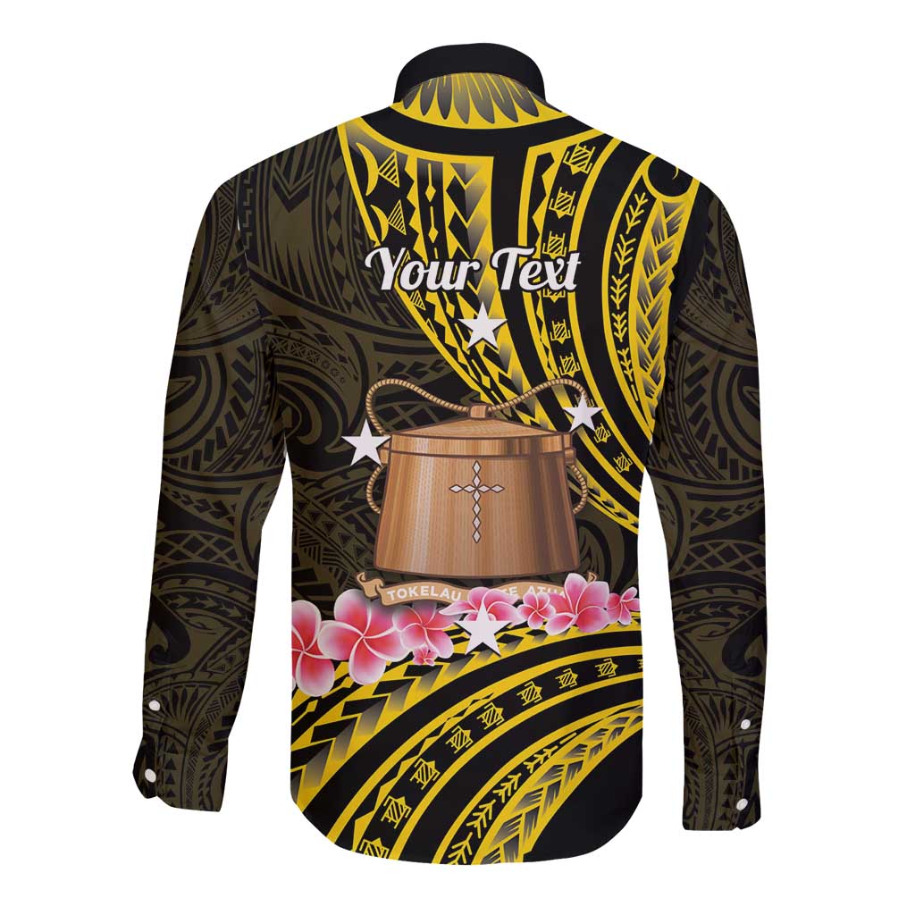 Personalised Tokelau Tokehega Day Long Sleeve Button Shirt Tokelauan Tatau Black Color - Polynesian Pride