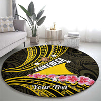 Personalised Tokelau Tokehega Day Round Carpet Tokelauan Tatau Black Color - Polynesian Pride