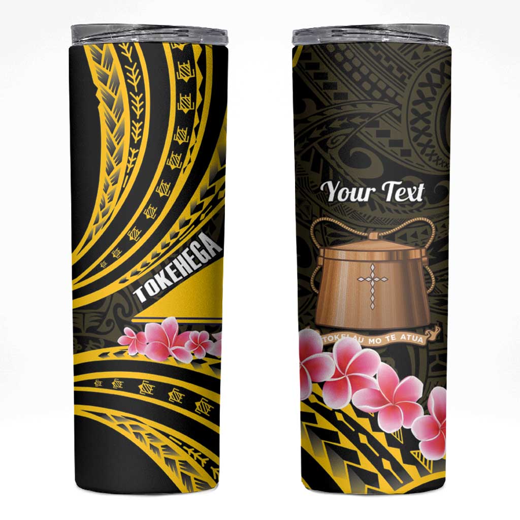 Personalised Tokelau Tokehega Day Skinny Tumbler Tokelauan Tatau Black Color - Polynesian Pride