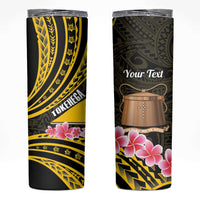 Personalised Tokelau Tokehega Day Skinny Tumbler Tokelauan Tatau Black Color - Polynesian Pride