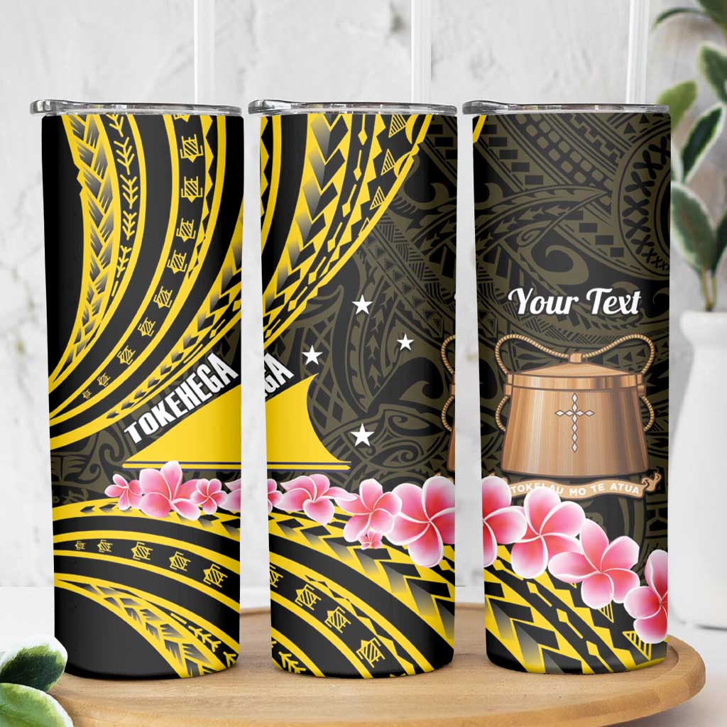 Personalised Tokelau Tokehega Day Skinny Tumbler Tokelauan Tatau Black Color - Polynesian Pride