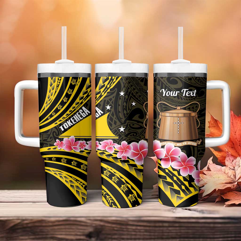 Personalised Tokelau Tokehega Day Tumbler With Handle Tokelauan Tatau Black Color - Polynesian Pride