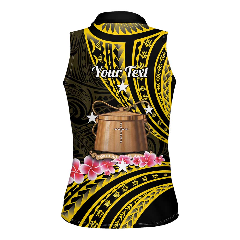Personalised Tokelau Tokehega Day Women Sleeveless Polo Shirt Tokelauan Tatau Black Color - Polynesian Pride