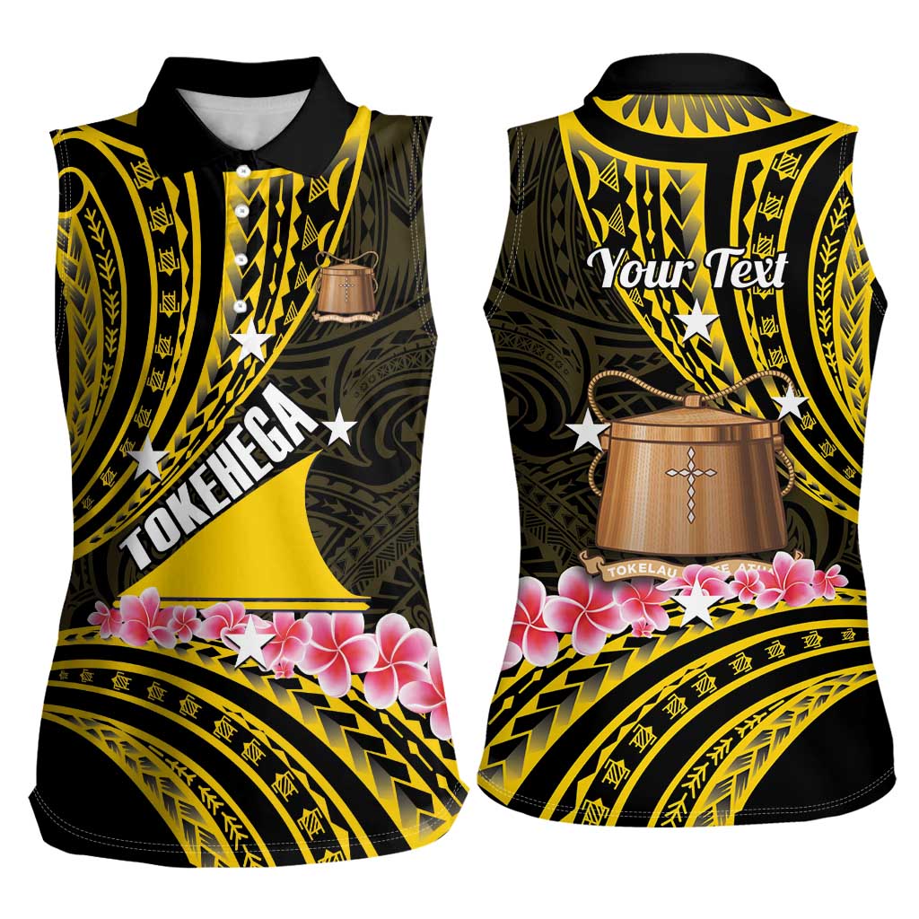 Personalised Tokelau Tokehega Day Women Sleeveless Polo Shirt Tokelauan Tatau Black Color - Polynesian Pride