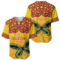 Personalised Tufi Tapa and Tattoo Festival Baseball Jersey PNG Oro Butterfly Tapa Pattern - Polynesian Pride