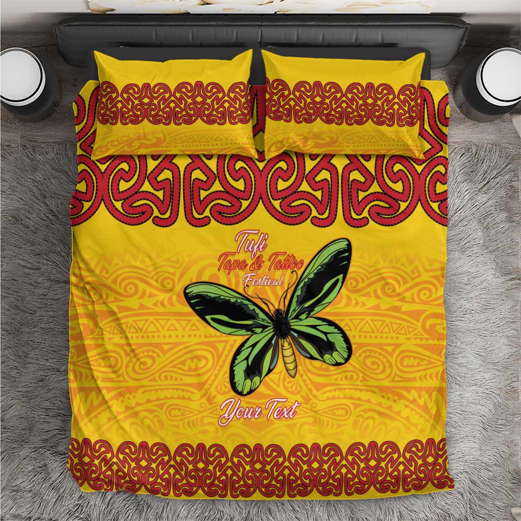 Personalised Tufi Tapa and Tattoo Festival Bedding Set PNG Oro Butterfly Tapa Pattern LT14 Yellow - Polynesian Pride