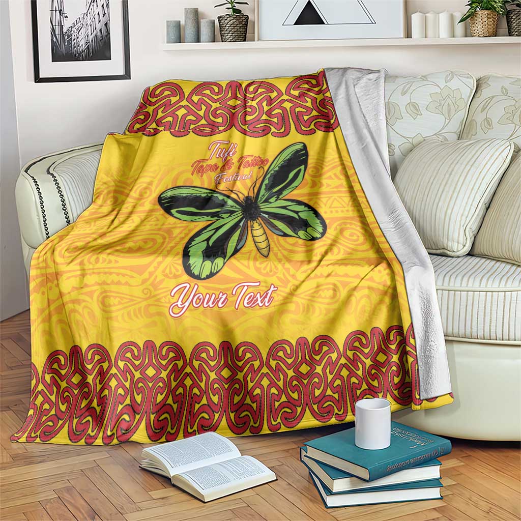 Personalised Tufi Tapa and Tattoo Festival Blanket PNG Oro Butterfly Tapa Pattern LT14 Yellow - Polynesian Pride