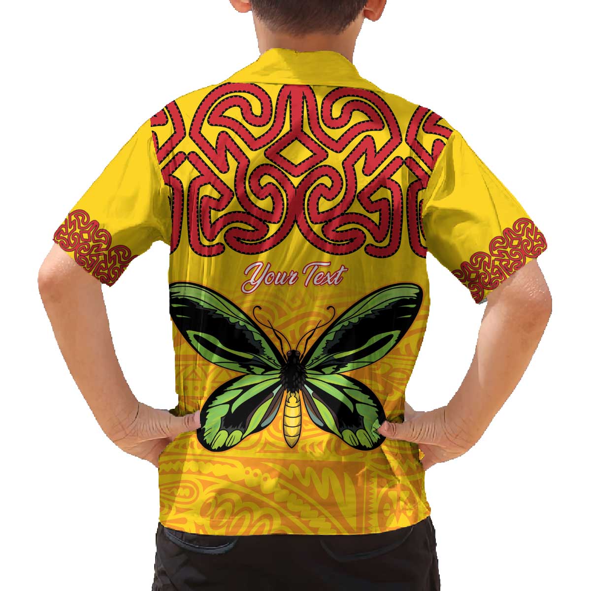 Personalised Tufi Tapa and Tattoo Festival Family Matching Off The Shoulder Long Sleeve Dress and Hawaiian Shirt PNG Oro Butterfly Tapa Pattern LT14 - Polynesian Pride