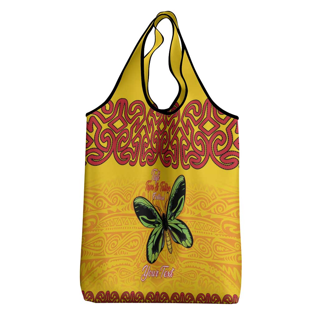 Personalised Tufi Tapa and Tattoo Festival Grocery Bag PNG Oro Butterfly Tapa Pattern - Polynesian Pride