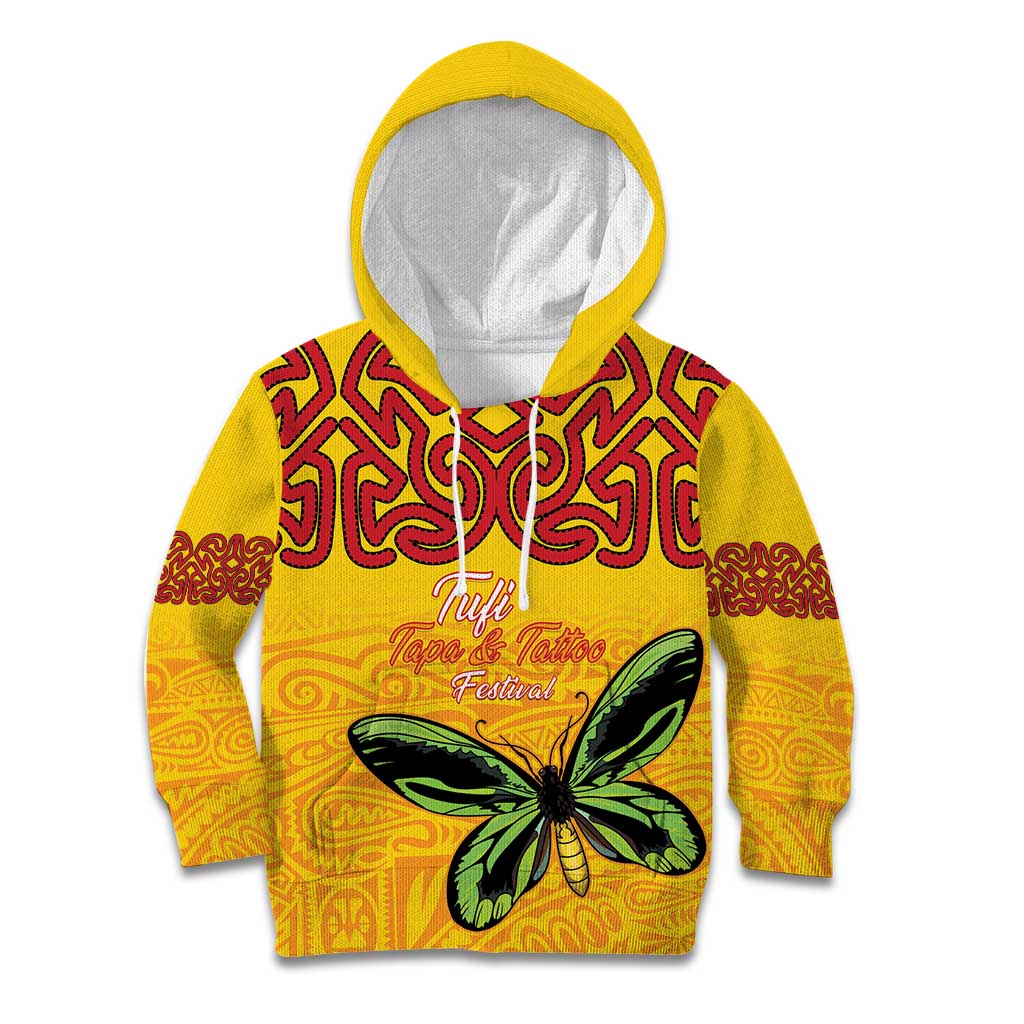 Personalised Tufi Tapa and Tattoo Festival Kid Hoodie PNG Oro Butterfly Tapa Pattern - Polynesian Pride
