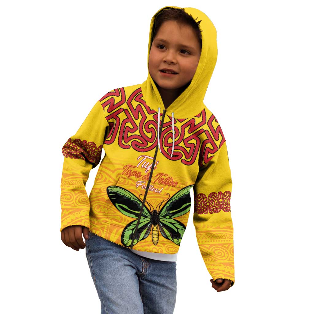 Personalised Tufi Tapa and Tattoo Festival Kid Hoodie PNG Oro Butterfly Tapa Pattern - Polynesian Pride