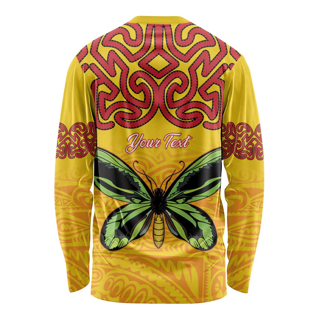 Personalised Tufi Tapa and Tattoo Festival Long Sleeve Shirt PNG Oro Butterfly Tapa Pattern - Polynesian Pride