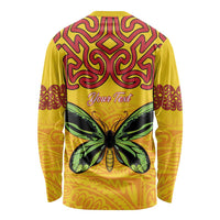 Personalised Tufi Tapa and Tattoo Festival Long Sleeve Shirt PNG Oro Butterfly Tapa Pattern - Polynesian Pride
