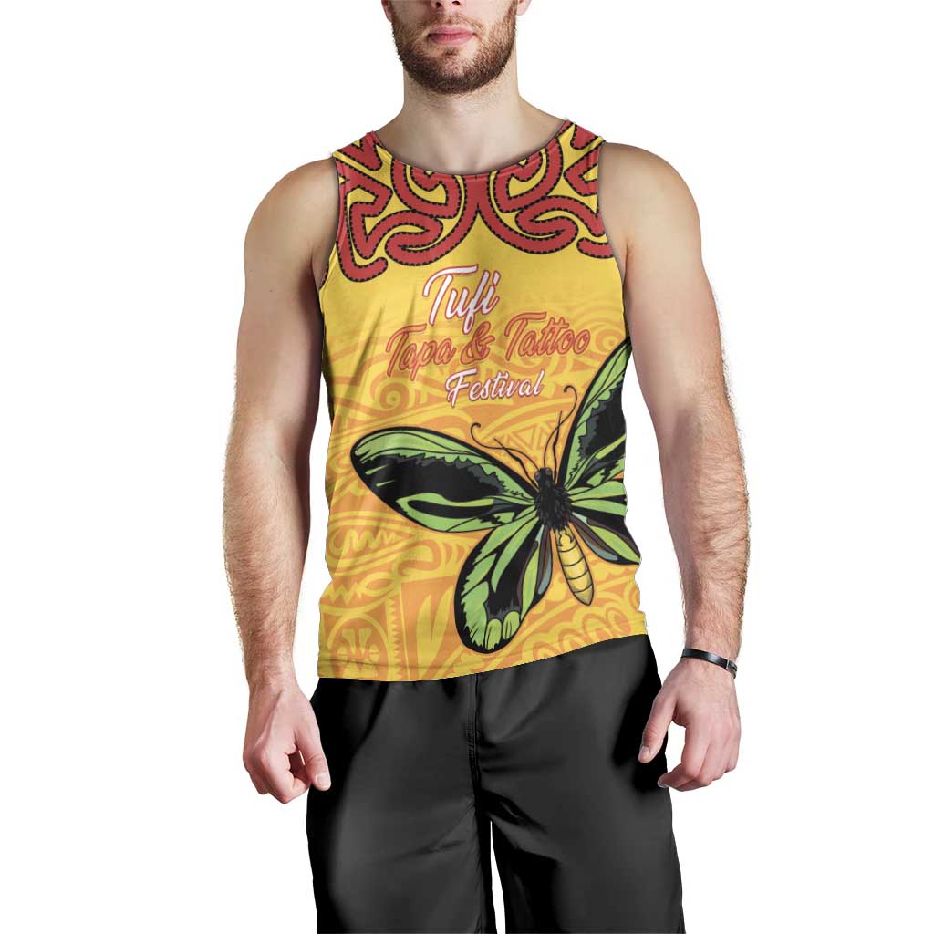 Personalised Tufi Tapa and Tattoo Festival Men Tank Top PNG Oro Butterfly Tapa Pattern - Polynesian Pride