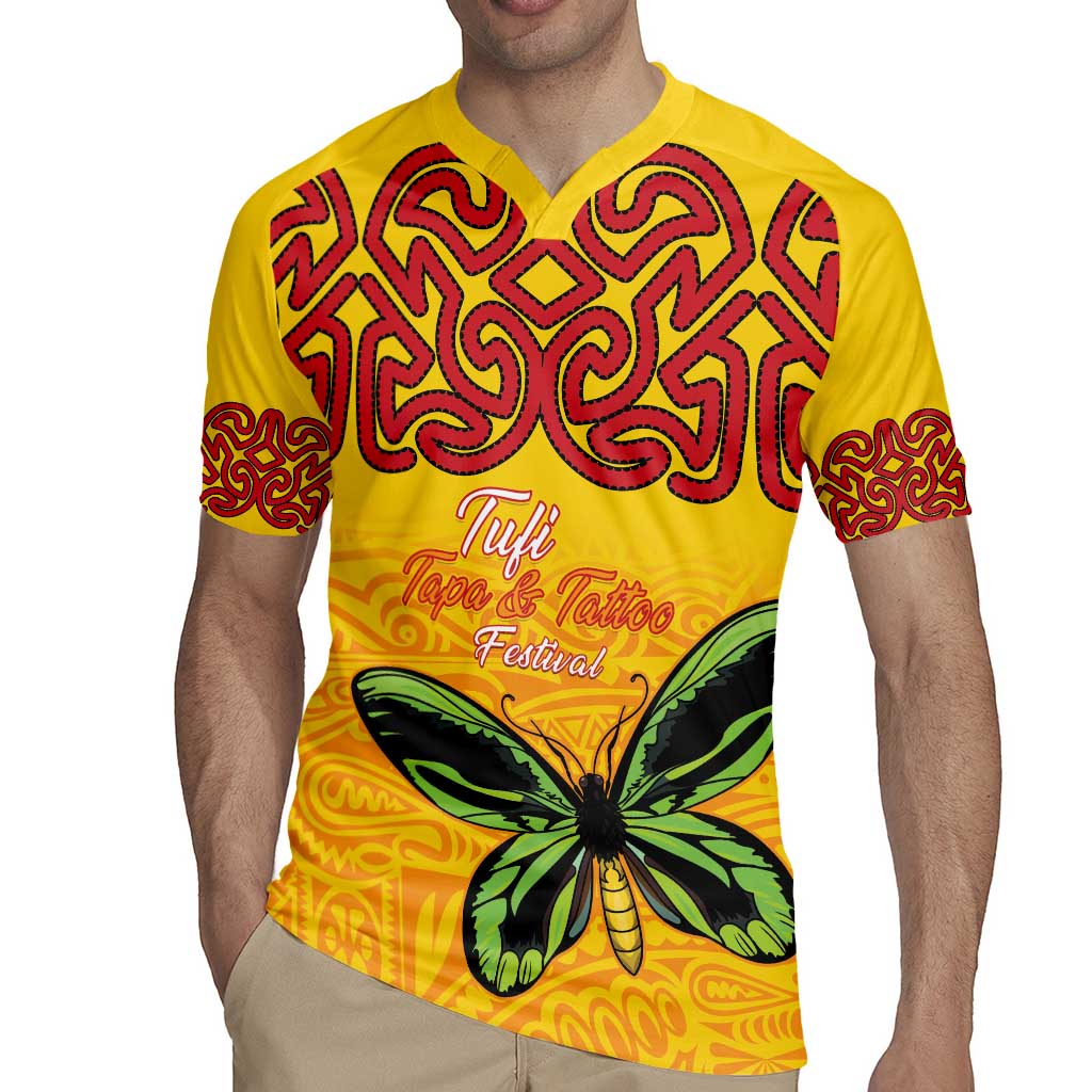 Personalised Tufi Tapa and Tattoo Festival Rugby Jersey PNG Oro Butterfly Tapa Pattern - Polynesian Pride