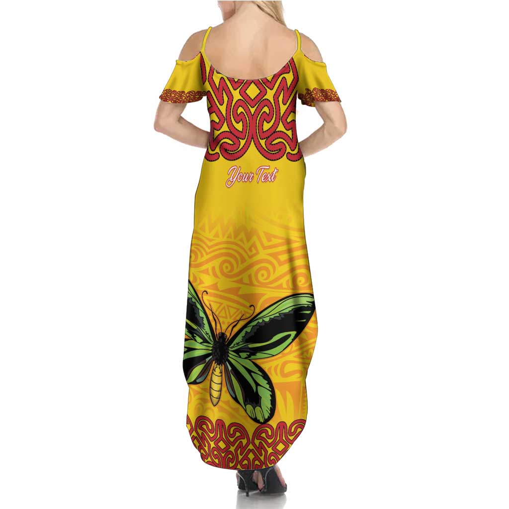 Personalised Tufi Tapa and Tattoo Festival Summer Maxi Dress PNG Oro Butterfly Tapa Pattern - Polynesian Pride