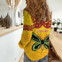 Personalised Tufi Tapa and Tattoo Festival Women Casual Shirt PNG Oro Butterfly Tapa Pattern - Polynesian Pride