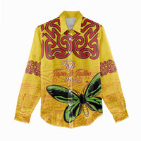 Personalised Tufi Tapa and Tattoo Festival Women Casual Shirt PNG Oro Butterfly Tapa Pattern - Polynesian Pride