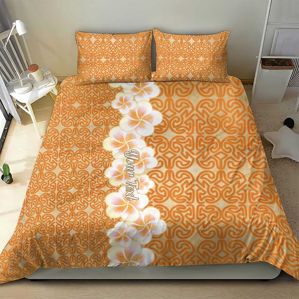 Personalised Tufi Tapa and Tattoo Festival Bedding Set Oro Tapa Cloth With Plumeria - Polynesian Pride