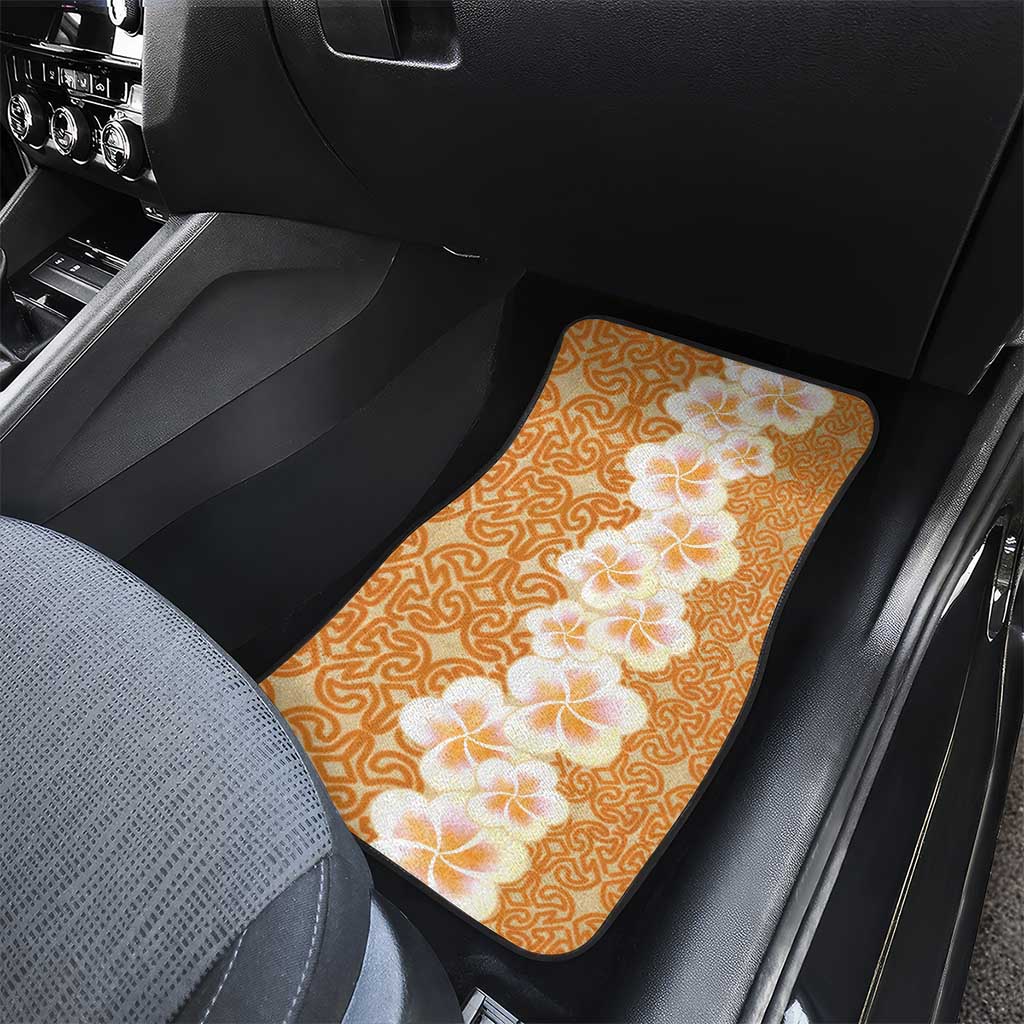 Personalised Tufi Tapa and Tattoo Festival Car Mats Oro Tapa Cloth With Plumeria - Polynesian Pride