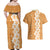 Personalised Tufi Tapa and Tattoo Festival Couples Matching Off Shoulder Maxi Dress and Hawaiian Shirt Oro Tapa Cloth With Plumeria - Polynesian Pride