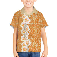 Personalised Tufi Tapa and Tattoo Festival Family Matching Long Sleeve Bodycon Dress and Hawaiian Shirt Oro Tapa Cloth With Plumeria LT14 Son's Shirt Brown - Polynesian Pride