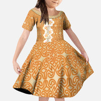 Personalised Tufi Tapa and Tattoo Festival Family Matching Mermaid Dress and Hawaiian Shirt Oro Tapa Cloth With Plumeria LT14 Daughter's Dress Brown - Polynesian Pride