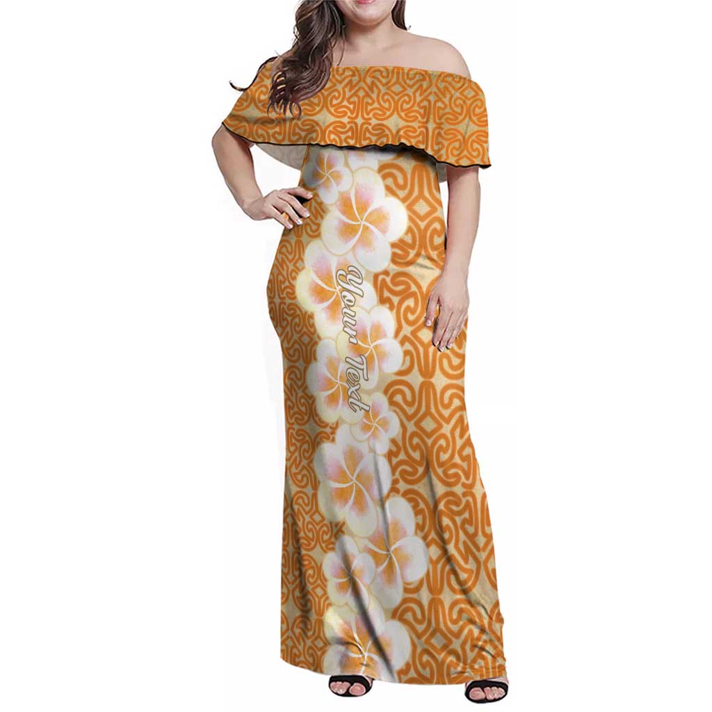 Personalised Tufi Tapa and Tattoo Festival Family Matching Off Shoulder Maxi Dress and Hawaiian Shirt Oro Tapa Cloth With Plumeria - Polynesian Pride