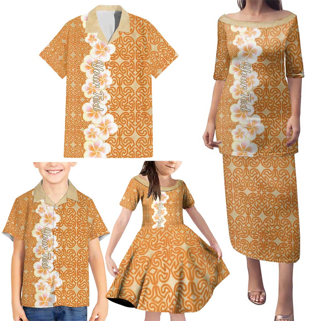 Personalised Tufi Tapa and Tattoo Festival Family Matching Puletasi and Hawaiian Shirt Oro Tapa Cloth With Plumeria - Polynesian Pride