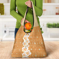 Personalised Tufi Tapa and Tattoo Festival Grocery Bag Oro Tapa Cloth With Plumeria - Polynesian Pride