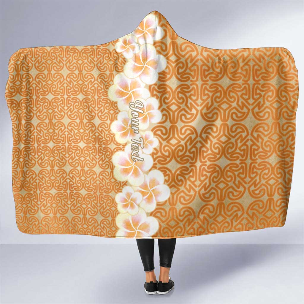 Personalised Tufi Tapa and Tattoo Festival Hooded Blanket Oro Tapa Cloth With Plumeria - Polynesian Pride