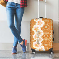 Personalised Tufi Tapa and Tattoo Festival Luggage Cover Oro Tapa Cloth With Plumeria - Polynesian Pride