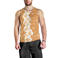 Personalised Tufi Tapa and Tattoo Festival Men Tank Top Oro Tapa Cloth With Plumeria - Polynesian Pride