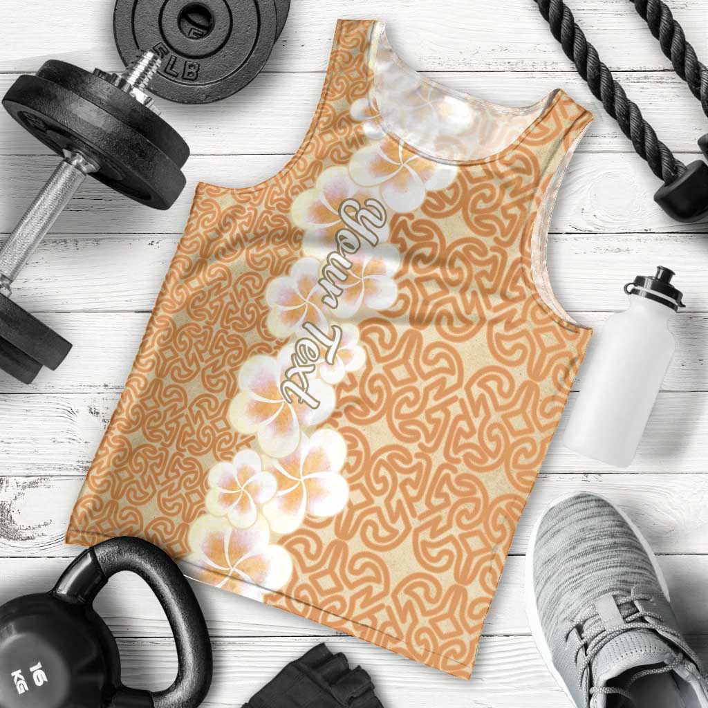 Personalised Tufi Tapa and Tattoo Festival Men Tank Top Oro Tapa Cloth With Plumeria - Polynesian Pride