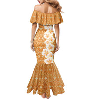 Personalised Tufi Tapa and Tattoo Festival Mermaid Dress Oro Tapa Cloth With Plumeria - Polynesian Pride