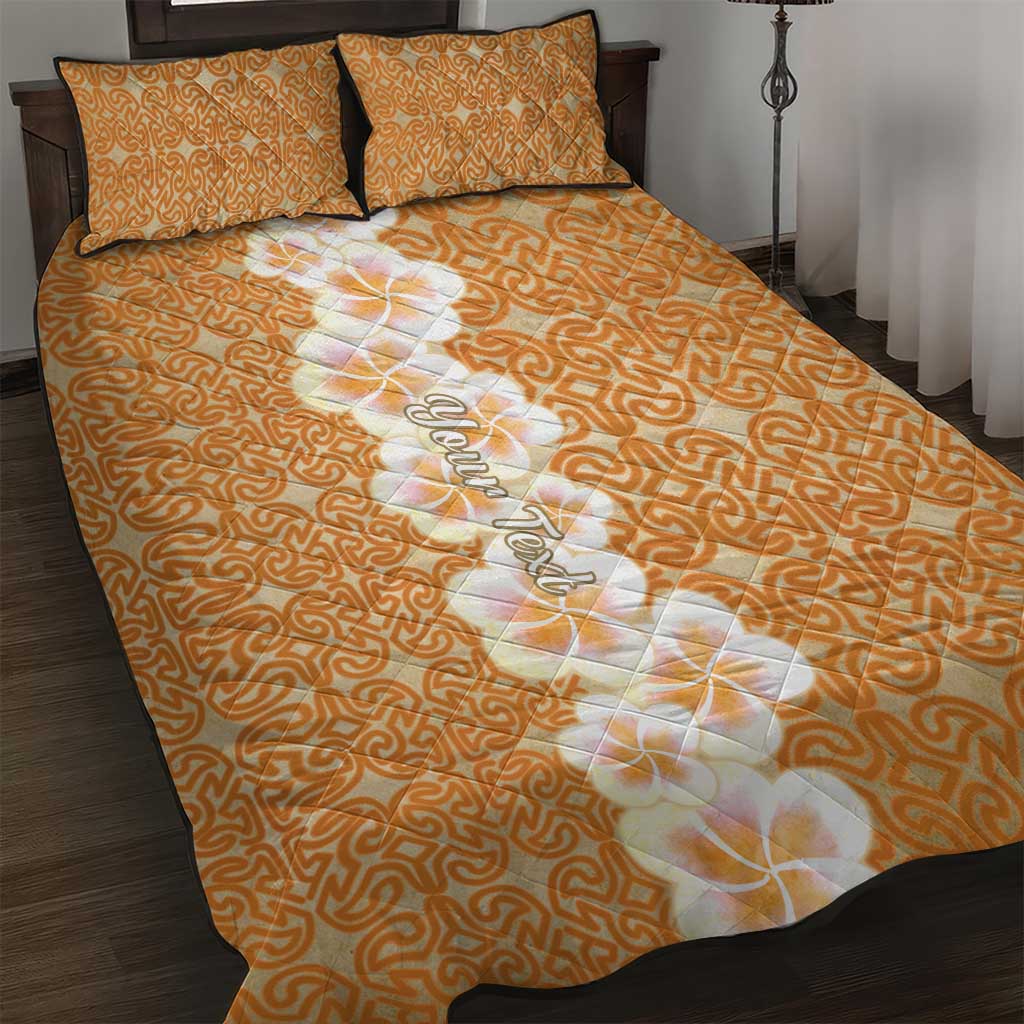 Personalised Tufi Tapa and Tattoo Festival Quilt Bed Set Oro Tapa Cloth With Plumeria LT14 Brown - Polynesian Pride