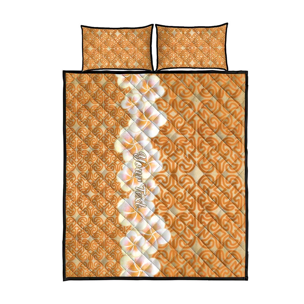 Personalised Tufi Tapa and Tattoo Festival Quilt Bed Set Oro Tapa Cloth With Plumeria - Polynesian Pride