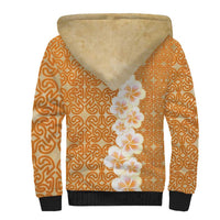 Personalised Tufi Tapa and Tattoo Festival Sherpa Hoodie Oro Tapa Cloth With Plumeria - Polynesian Pride