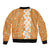 Personalised Tufi Tapa and Tattoo Festival Sleeve Zip Bomber Jacket Oro Tapa Cloth With Plumeria - Polynesian Pride