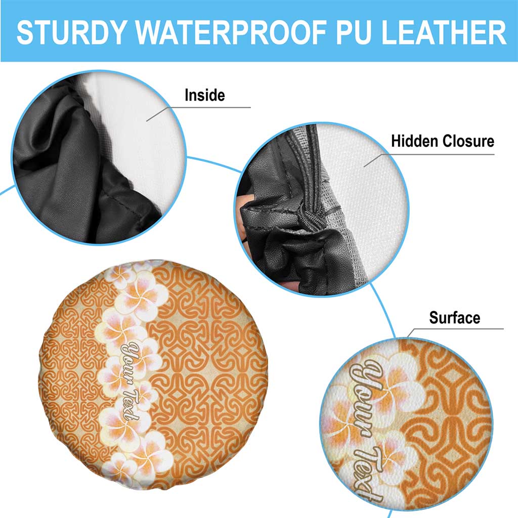 Personalised Tufi Tapa and Tattoo Festival Spare Tire Cover Oro Tapa Cloth With Plumeria - Polynesian Pride