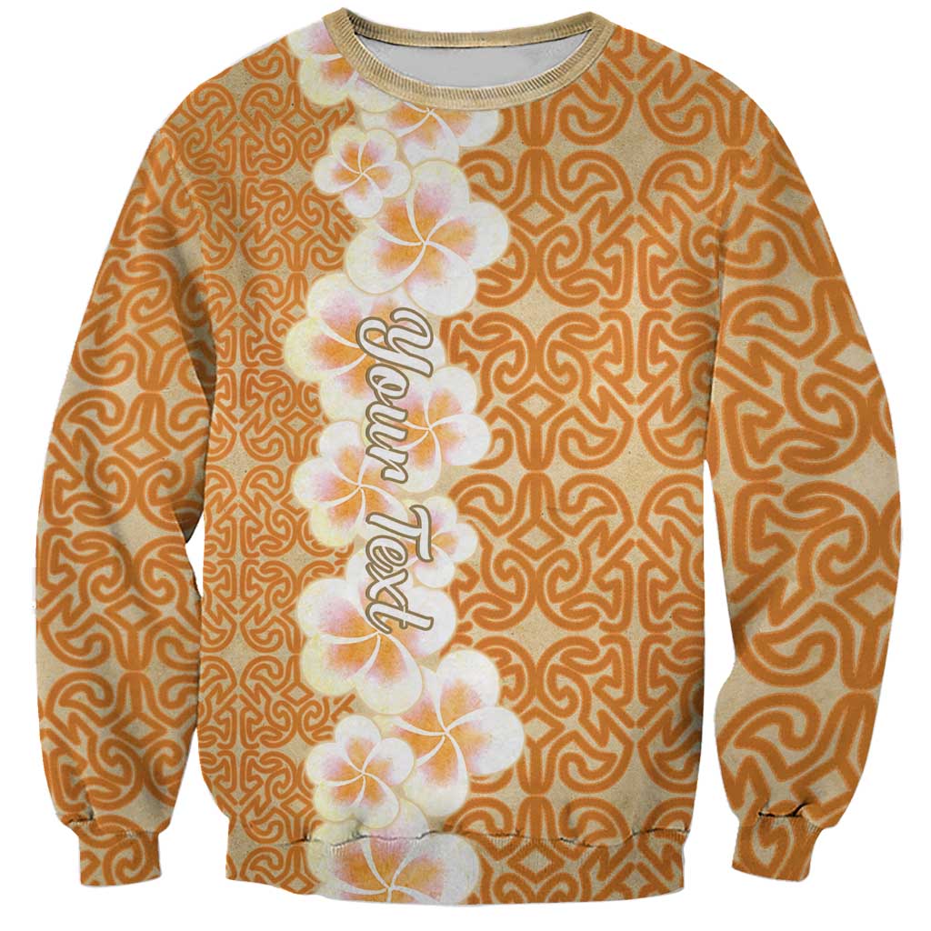 Personalised Tufi Tapa and Tattoo Festival Sweatshirt Oro Tapa Cloth With Plumeria - Polynesian Pride