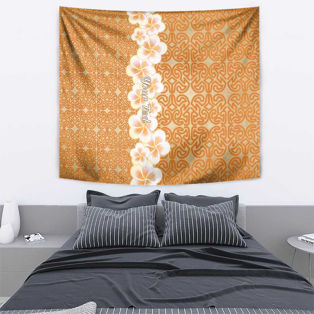 Personalised Tufi Tapa and Tattoo Festival Tapestry Oro Tapa Cloth With Plumeria - Polynesian Pride