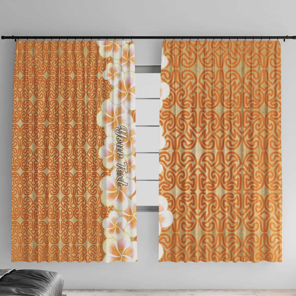 Personalised Tufi Tapa and Tattoo Festival Window Curtain Oro Tapa Cloth With Plumeria LT14 With Hooks Brown - Polynesian Pride