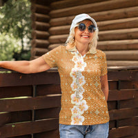 Personalised Tufi Tapa and Tattoo Festival Women Polo Shirt Oro Tapa Cloth With Plumeria - Polynesian Pride
