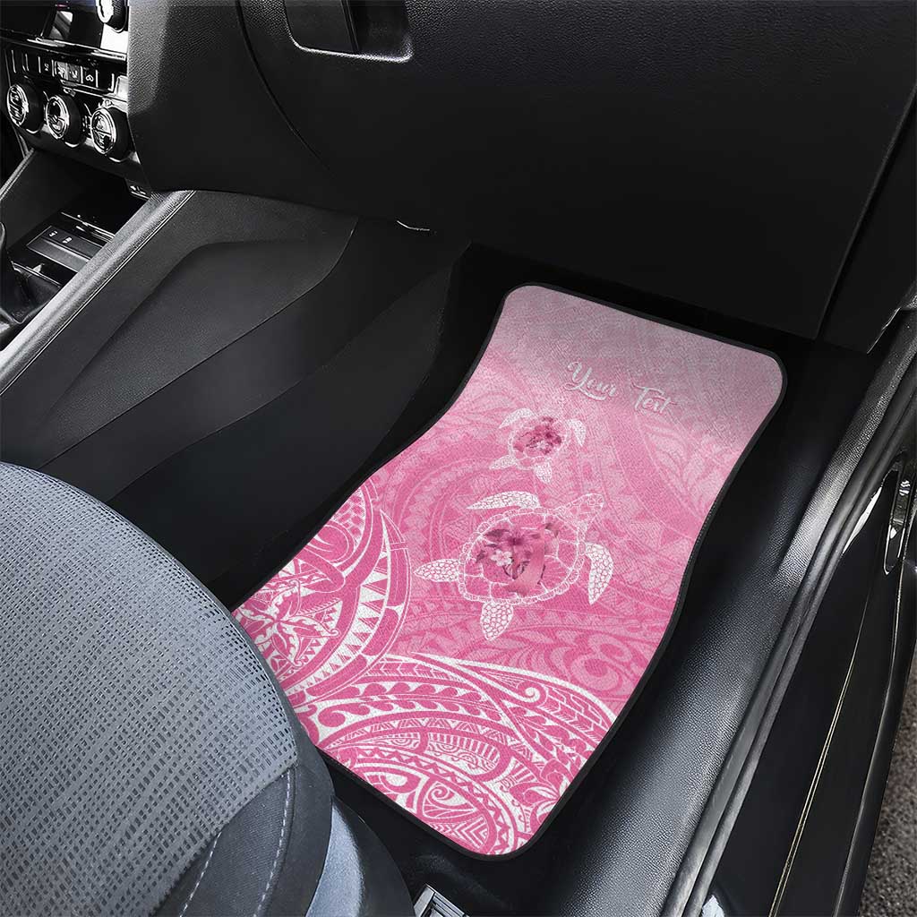 Personalised Polynesia Breast Cancer Awareness Car Mats No One Fights Alone Turtle Ribbon - Pink Version