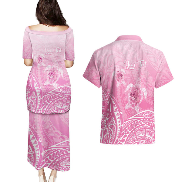 Polynesia Breast Cancer Awareness Family Matching Off Shoulder Short Dress and Hawaiian Shirt No One Fights Alone Pink Ribbon With Butterfly LT14 main image 1
