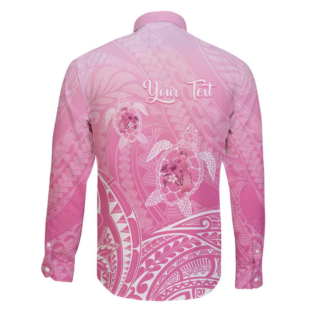Personalised Polynesia Breast Cancer Awareness Family Matching Mermaid Dress and Hawaiian Shirt No One Fights Alone Turtle Ribbon - Pink Version