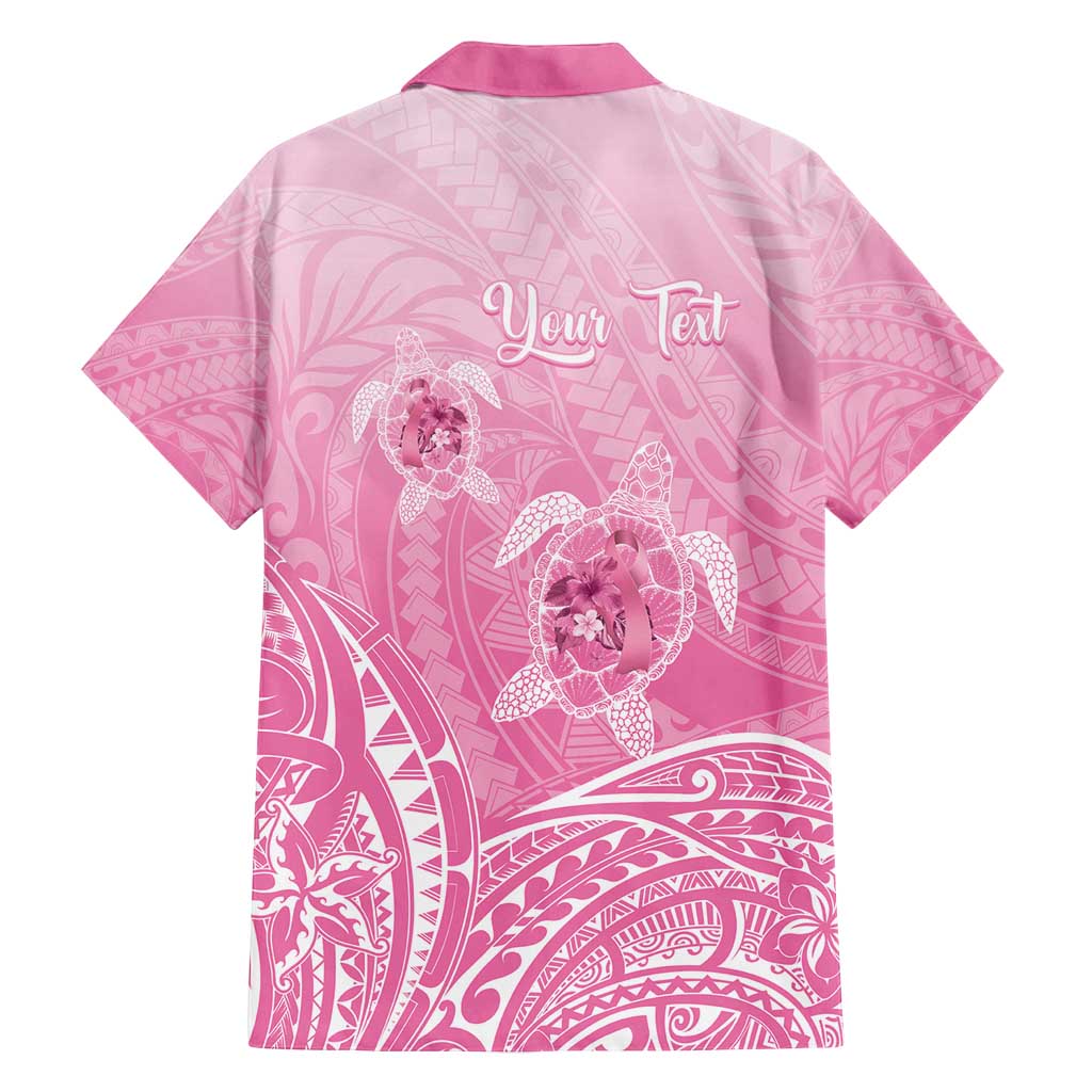 Personalised Polynesia Breast Cancer Awareness Family Matching Summer Maxi Dress and Hawaiian Shirt No One Fights Alone Turtle Ribbon - Pink Version