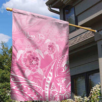 Personalised Polynesia Breast Cancer Awareness Garden Flag No One Fights Alone Turtle Ribbon - Pink Version